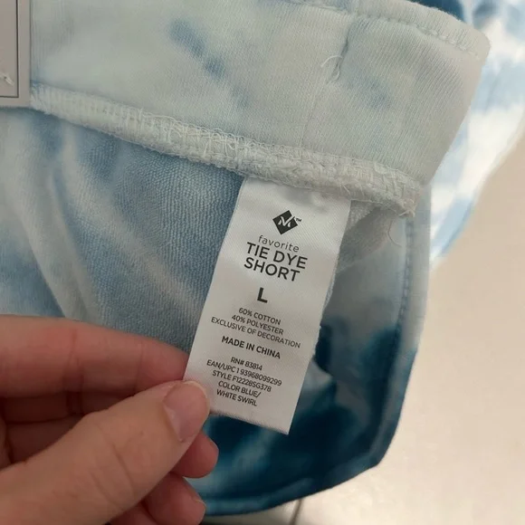 Favorite Tie Dye Shorts Women’s Large Members Mark Blue White Drawstring Sweat - Picture 4 of 8